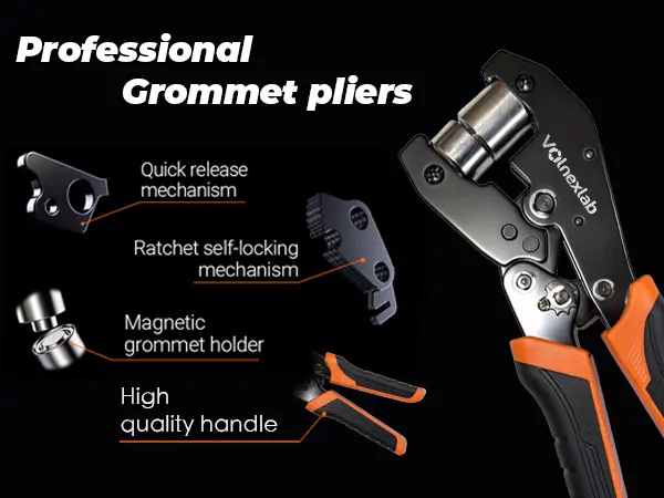 Ratchet grommet pliers with interchangeable dies
