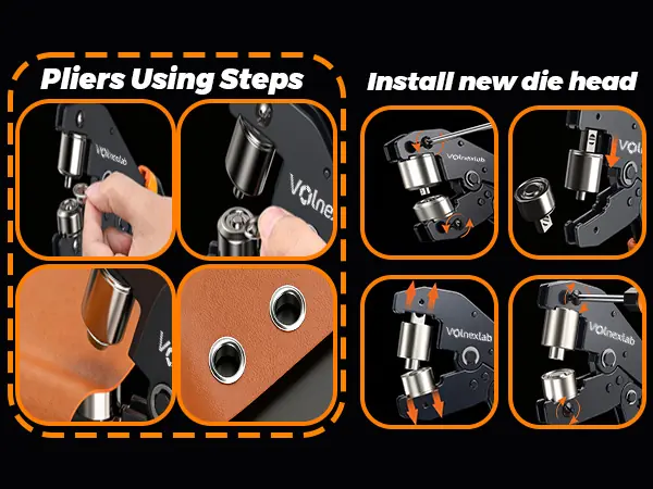 Grommet setting steps for canvas and fabric