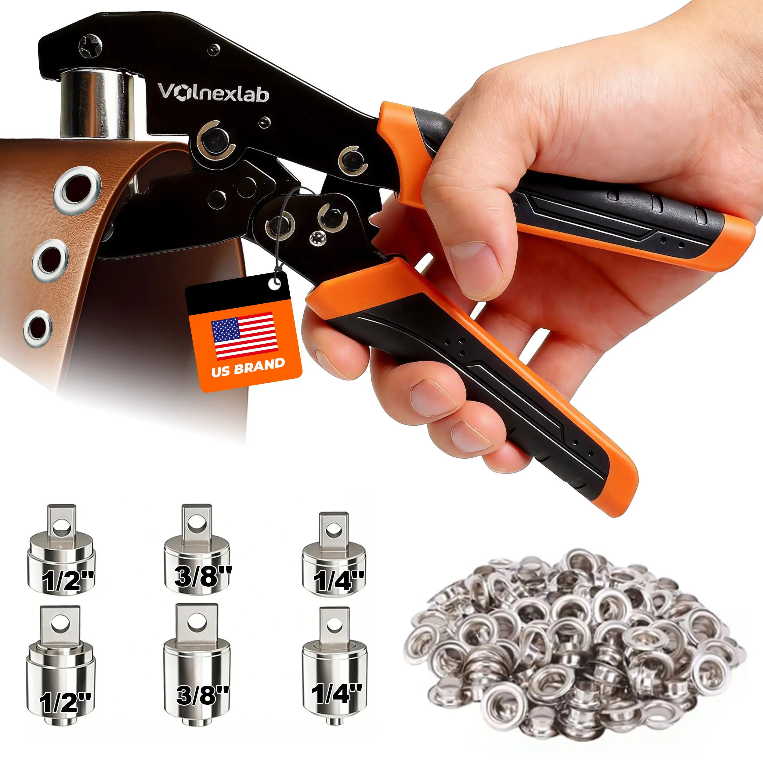 Grommet Tool Kit - 1/4 inch, 3/8 inch, 1/2 inch